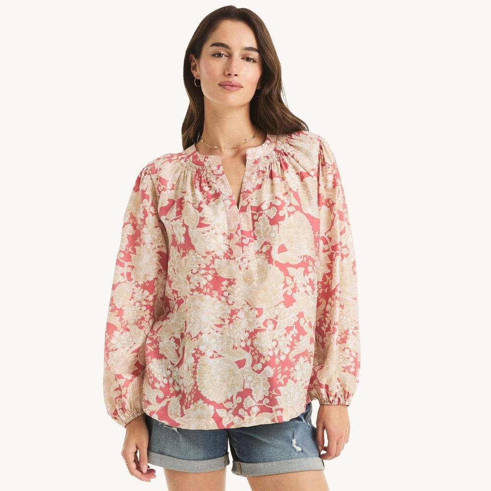 Nautica Jeans Women's Long Sleeve Floral Tunic Top Multi Size M 0287
